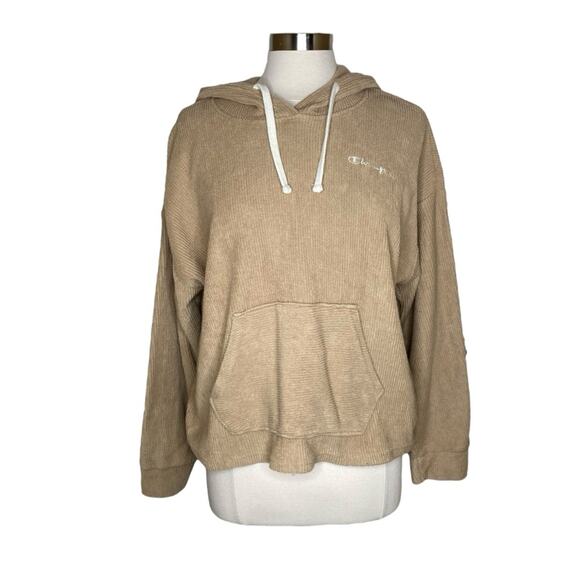Champion Ribbed Knit Pullover Hoodie in Country Walnut Unisex XL - Picture 1 of 11